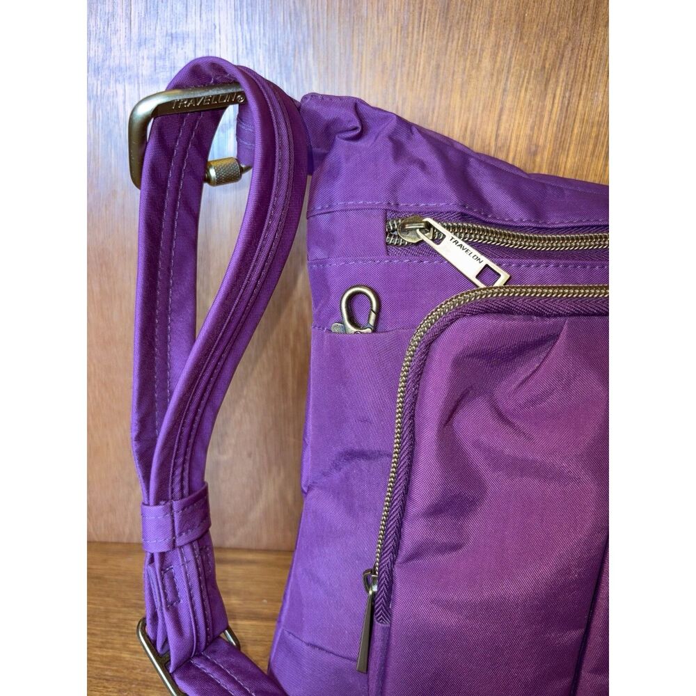 Travelon Purple Anti-Theft Double Zip Crossbody Bag RFID Bocking, sz 14 x10 x 3 - Picture 8 of 16